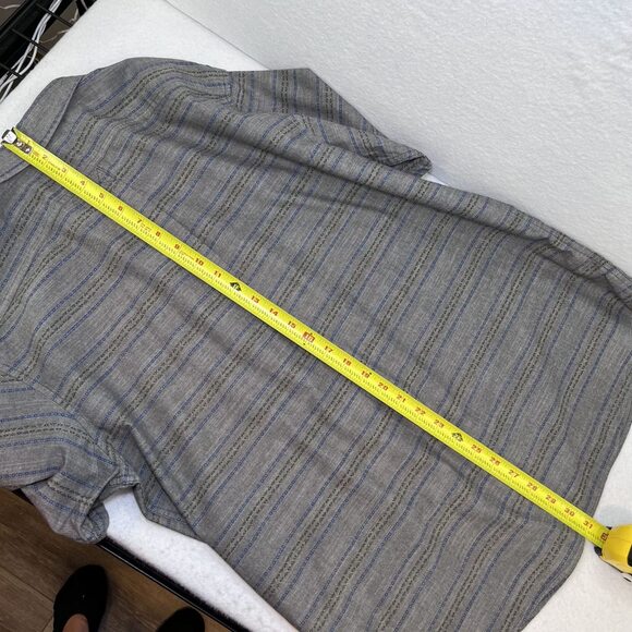 Eddie Bauer Classic fit short sleeve button down cotton gray blue mens sz L - Picture 10 of 11